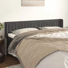 Cabeceira de cama c/ abas veludo 203x16x78/88cm cinzento-escuro