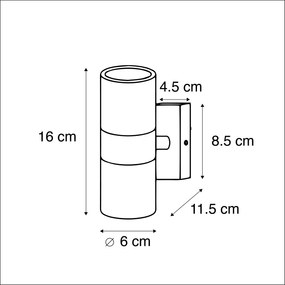 Luminária de parede para exterior em aço IP44 - Duo Moderno