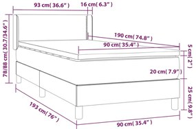 Cama com molas/colchão 90x190 cm couro artificial branco