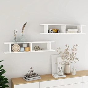 vidaXL Estantes de parede 2 pcs 105x18x20 cm contraplacado branco