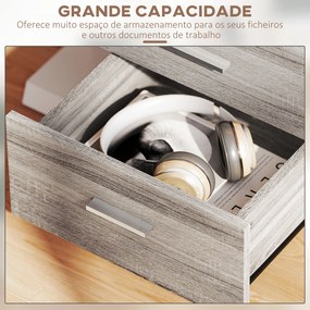 Bloco de Gavetas com 3 Gavetas Bloco de Gavetas de Escritório com Rodas Fechadura 2 Chaves Arquivado 40x40x61,5 cm Cinzento