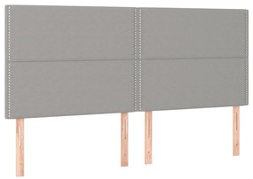 Cabeceira cama c/ luzes LED tecido 200x5x118/128cm cinza-claro