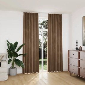 Cortinas blackout com ganchos 2 pcs 140x245 cm veludo bege
