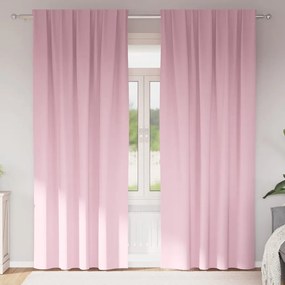 vidaXL Cortinas com cortinas 2 pcs Rosa Bebê 260 x 140 cm Poliéster