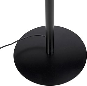 Candeeiro de pé preto com abajur de veludo preto com dourado 40 cm - Simplo