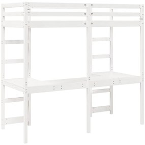Cama alta sem colchão 75x190 cm pinho maciço branco