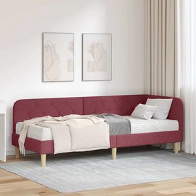 vidaXL Estrutura de Cama de Canto Vinho Vermelho 80 x 200 cm tecido