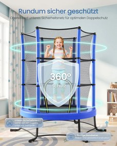 Trampolim infantil de 174 cm com rede de segurança azul