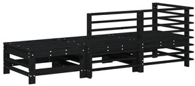 3 pcs conjunto lounge de jardim madeira de pinho maciça preto