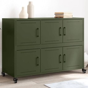 vidaXL Aparador 100,5x39x72 cm aço verde-azeitona