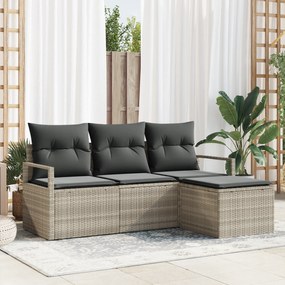 Conjunto de Sofá de Jardim vidaXL de 4 peças com Almofadas Cinza Claro
