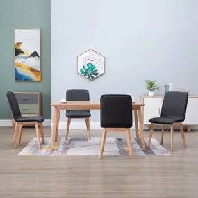 vidaXL Cadeiras de jantar 4 pcs carvalho maciço e tecido cinzento