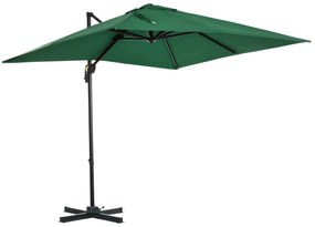 Outsunny Guarda-sol Jardim Chapéu Excêntrico 360° 5 Níveis Manivela 245x245x245cm Verde Durável | Aosom Portugal