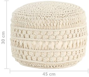 Pufe artesanal macramé 45x30 cm algodão