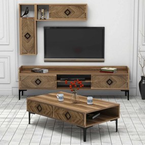 Conjunto de Mobiliário de Sala de Estar Samba – Walnut – TV Unit: 180x