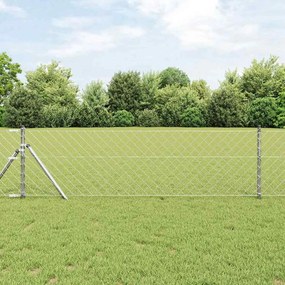 vidaXL Conjunto de Postes de Cerca Prateado 0.4 x 10 m Aço galvanizado