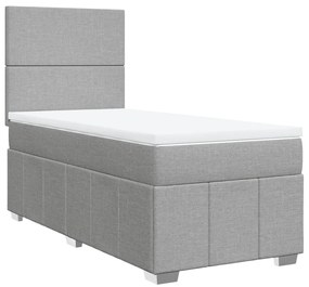 Cama com molas/colchão 90x200 cm tecido cinza-claro
