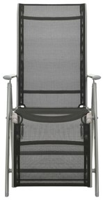 Cadeiras jardim reclináveis 2 pcs textilene e alumínio prateado