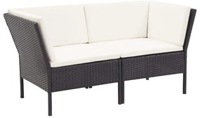 8 pcs conjunto lounge de jardim c/ almofadões vime PE preto