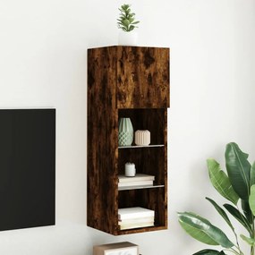 vidaXL Móvel de TV com luzes LED 30,5x30x90 cm carvalho fumado