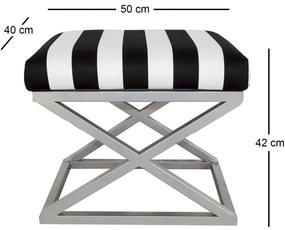 Pouffe Capraz – Silver, White, Black – 50 cm x 42 cm x 40 cm