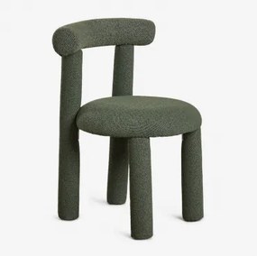 Pack De 4 Cadeiras De Jantar Estofadas Em Tecido Bouclé Gia Bouclé Verde Army - Sklum