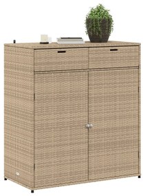 Armário de arrumação para jardim 105x55x113 cm vime PE bege