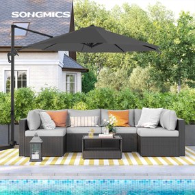 Guarda-sol jardim Ø 3 m com base quadrada (sem pesos) proteção UV até UPF 50+cinzento