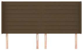 Cabeceira cama c/ abas tecido 183x16x118/128 cm castanho-escuro