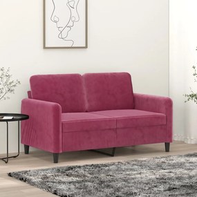 Sofá de 2 lugares veludo 120 cm vermelho tinto