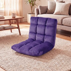 Cadeira de Chão Dobrável, 104 x 53 x 15 cm, Encosto Ajustável em 14 Posições, Roxo