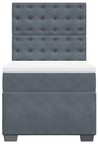 Cama com molas/colchão 90x190 cm veludo cinza-escuro
