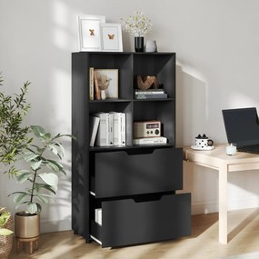 Estante com 4 cubos 70 x 33,5 x 130 cm com 2 gavetas com 5 níveis Design moderno em madeira para sala ou escritório Preto