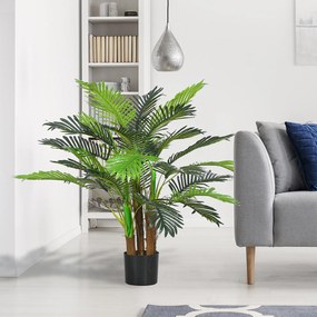 Palmeira artificial, 1 m de altura. Árvore artificial com tronco, ramos, líquen e folhas - Muito realista - Vaso incluído