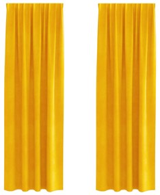 Cortinas Blackout vidaXL com fita superior 2 pcs Amarelo Mostarda Velu