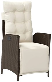 5 pcs conjunto jantar p/ jardim c/ almofadões vime PE castanho