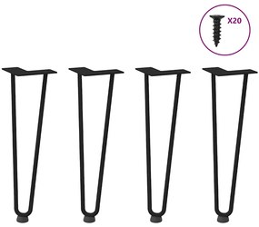 vidaXL Pernas de grampo para mesa de centro 4 peças pretas 42 cm aço maciço