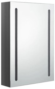 Armário espelhado casa de banho LED 50x13x70 cm cinza brilhante