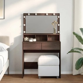 Toucador com LED 80x41x134,5 cm carvalho castanho