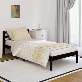 vidaXL Estrutura de cama 90 x 200 cm madeira de pinho maciça preto