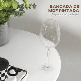 Mesa de Bar Redonda Mesa Alta de Cozinha Moderna com Estrutura de Aço para 2 Pessoas Ø60x102 cm Branca