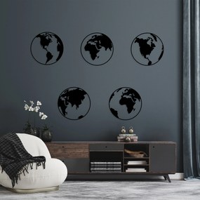 Acessório de Parede Decorativo World Map 2 – Preto – 50 x 50 cm (5 Peç