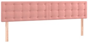 Cabeceira de cama c/ luzes LED veludo 180x5x78/88 cm rosa