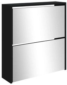 Sapateira com espelho de 2 divisórias 63x17x67cm preto