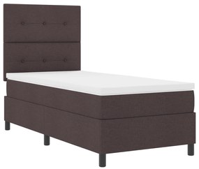 Cama Box Spring com Colchão Castanho Escuro Solteiro Tecido