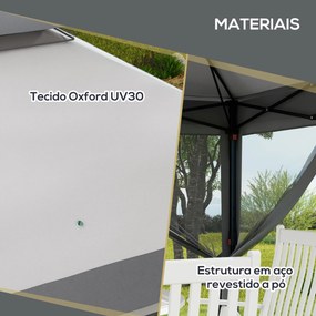 Outsunny Tenda Dobrável 3,26x3,26x2,72 m Tenda de Jardim com Duplo Tet