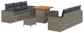 Conjunto de Sofá de Jardim vidaXL de 9 Peças com Almofadas Cinza Ratta