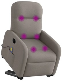 Poltrona elétrica elevatória massagens tecido cinza-acastanhado