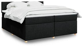 vidaXL Cama com molas/colchão 200x200 cm tecido preto