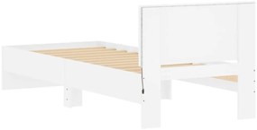 Estrutura de cama com cabeceira e luzes LED 90x200 cm branco